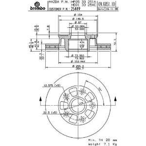  Brembo BDR25449 Mazda Brake Rotor Automotive