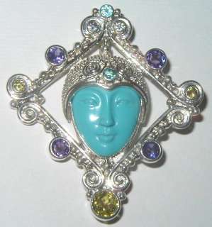 SAJEN Majestic Turquoise Gemstone Goddess Pin/Pendant  
