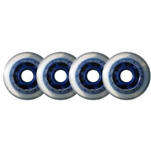  Clear / Blue Inline Skate Wheels 77mm 78a 4 Pack Sports 