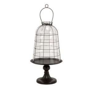  Lyra Large Caged Glass Dome On Iron Base