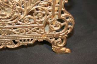 Antique Solid Brass Pierce Decorated Ornate Letter Rack Holder Stand 