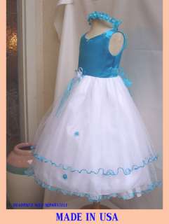 2012 RT Turquoise Flower girl dress pageant bridal recital size 2 4 6 