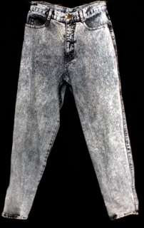 Vtg 80s AWESOME Black Acid Wash Peg Leg Jeans 28 X 30  