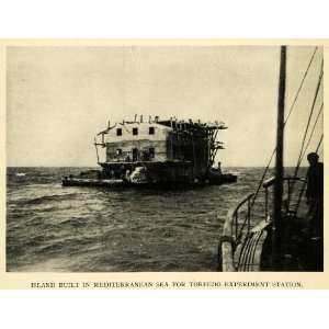  1909 Print Manmade Island Torpedo Station Mediterannean 