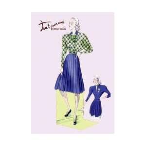  Pleated Dress with Plaid Jacket 12x18 Giclee on canvas 