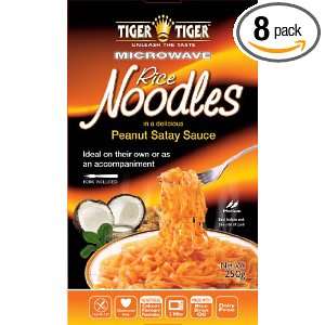 Tiger Tiger Microwaveable Noodles Malaysian Satay, 8.8 Ounce, (Pack of 