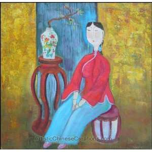   / Chinese Modern Art Chinese Oil Painting   Maiden