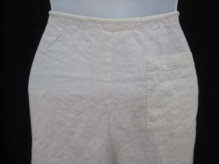 DESIGNER White Linen Capri Pants Slacks Bottoms Size M  