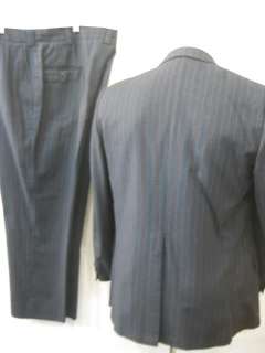 vtg 70s Blue Pinstripe Dbl Breasted Johnny Carson Suit  