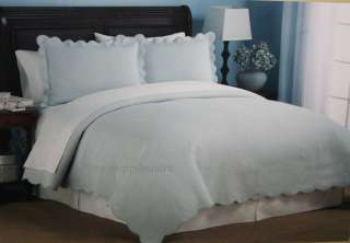   Matelasse TWIN Coverlet SET Solid Blue Light Pale Baby Sky NEW  