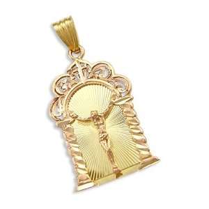   14k Yellow and Rose Gold Jesus Crucifix Cross Pendant: Jewelry