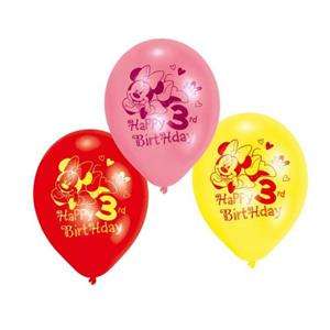 Minnie Mouse Happy 3rd Birthday Latex 9 Balloons x 6  