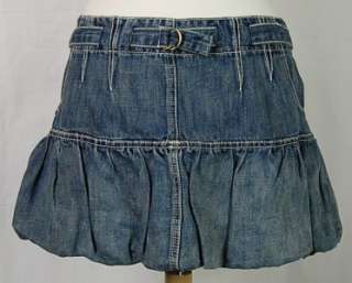 LA ROK New Bubble Denim Mini Skirt BLUE WASH   10  