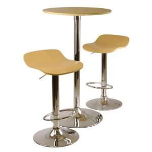  Kallie 3 Pc Pub Table and Stools Set in Natural: Home 