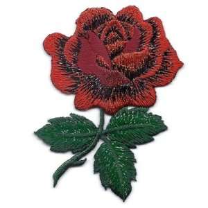  Flowers/Roses, Red Rose/ Iron On Embroidered Applique 