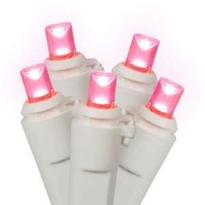  25 LED Wide Angle 50 Light Strand, Pink, White Wire: Home 
