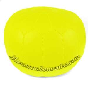  Yellow Moroccan Leather Pouf