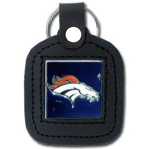    Denver Broncos NFL Square Leather Key Ring: Sports & Outdoors