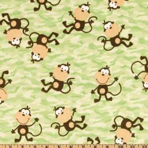  45 Wide Flannel Monkeys Camo Leaf Fabric By The Yard 