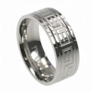 316L Stainless Steel with laser cut design   Width 8mm (Size 9)stone 