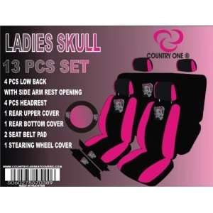  WHEEL & SHOULDER PADS FOR 2 ROWS IN 2 TONE WITH PRINTED LADIES SKULL