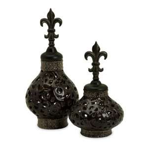  Set of 2 Kitara Ceramic Flourish Cut Out Decorative Vases 
