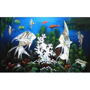  Vietnamese Lacquer Paintings   32 x 20 Fish   LPTC2 