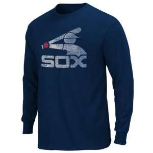  Chicago White Sox Navy Silver Era Retro Logo Long Sleeve T 