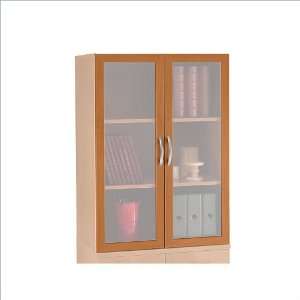   Glass Door Wall Storage System in Natural Cherry: Office Products