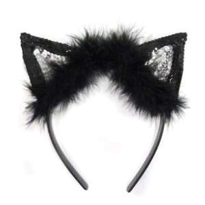   Costume Headband: Black and White Sequence Cat Ears: Toys & Games