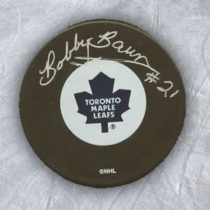  BOBBY BAUN Toronto Maple Leafs SIGNED Hockey Puck Sports 