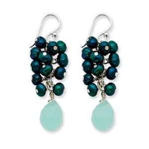   Green Agate/Freshwater Cultured Pearl Earrings   QE2367: Jewelry