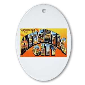 Atlantic City New Jersey Greetings Vintage Oval Ornament 