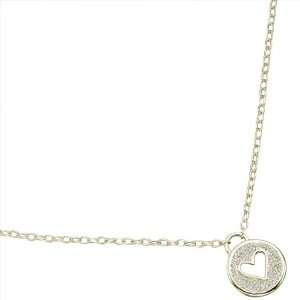 Sterling Silver Cut Out Heart Shape Circle CZ Necklace. FREE GIFT BOX.