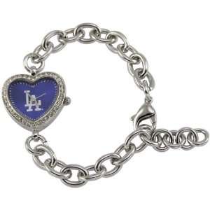 Dodgers Ladies Silver Heart Watch 