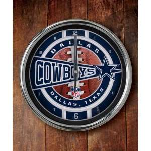   Cowboys NFL Chrome Clock with Football Background: Sports & Outdoors