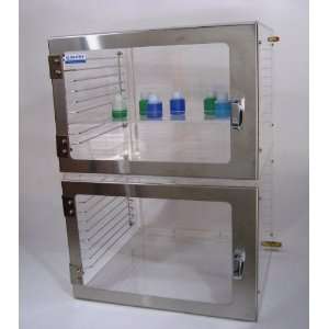 Cleatech Desiccator Cabinet Acrylic w/ Stainless Steel Door Frame, Two 