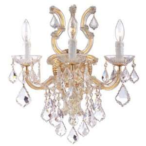   Flow Collection Polished Gold Finish 3 Lights Chandelier: Home