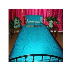   Silk Bedspreads Floral Motif Indian Sari Bedspread: Home & Kitchen