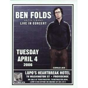 Ben Folds Concert Poster Providence Lupos 