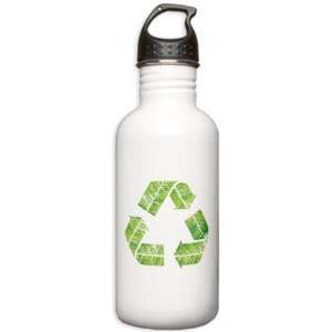   Stainless Water Bottle 1.0L Recycle Symbol in Leaves 