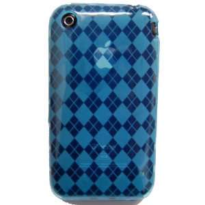  KingCase iPhone 3G & 3GS Gel Skin Case (Blue Argyle 
