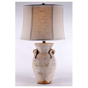    Rustic Creamy White Crackled Pottery Table Lamp: Home Improvement