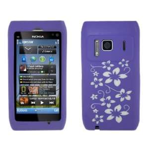  Brand new purple nokia silicone floral case cover skin for n8 