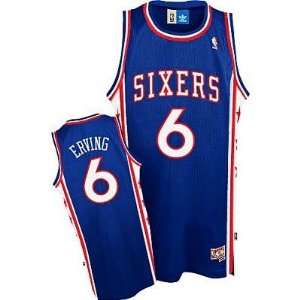   76ers #6 Julius Erving Blue Throwback Jersey: Sports & Outdoors