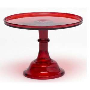  12 Cake Stand Ruby Red Round Rimmed Bakers 8 3/4 Tall 