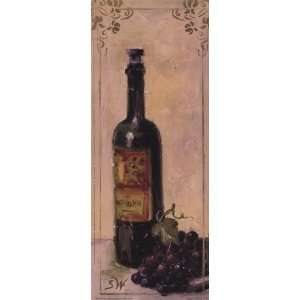  Red Wine With Grapes by Shari White 4x10