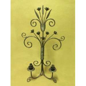   : Ornate Wrought Iron Wall Mount Taper Candle Holder: Home & Kitchen