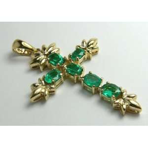   10tcw Fabulous Oval Colombian Emerald & Gold Cross 