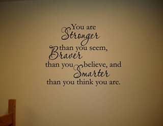 YOU ARE STRONGER THAN YOU SEEM Wall quote decals saying  